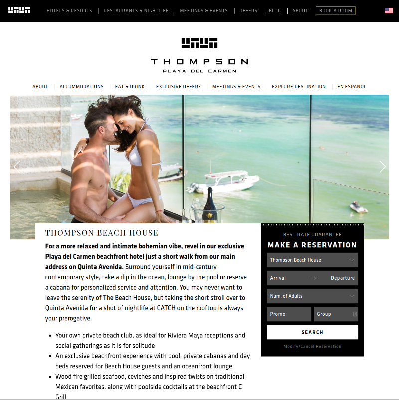 Thompson Hotels screenshot